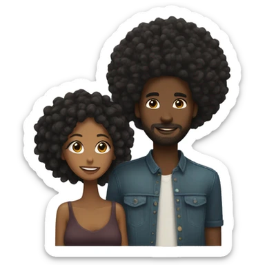 Black woman wearing Afro in love with black man wearing locs sticker