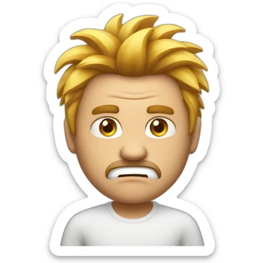 A man that is very angry and want to pull his hairs sticker