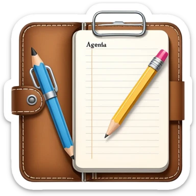 daily planner agenda leather with open page and pencil sticker