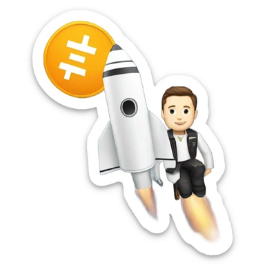elon musk with a crypto going to the moon sticker