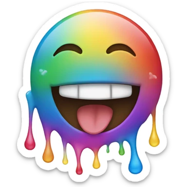 Emoji who laugh but with rainbow tears  sticker