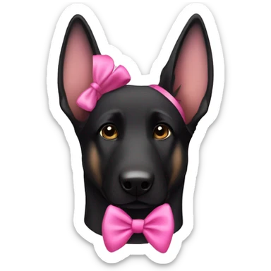 all black german shepherd with pink bow on its head sticker