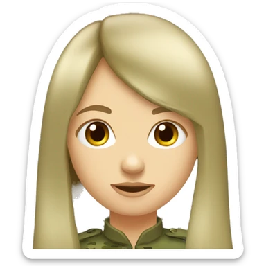 army russian girl with long hair and bangs sticker
