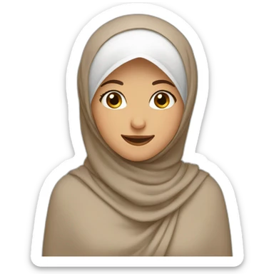 A happy girl wear a brown hijab and do wink sticker