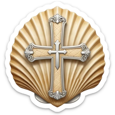 Camiño shell with Santiago cross sticker