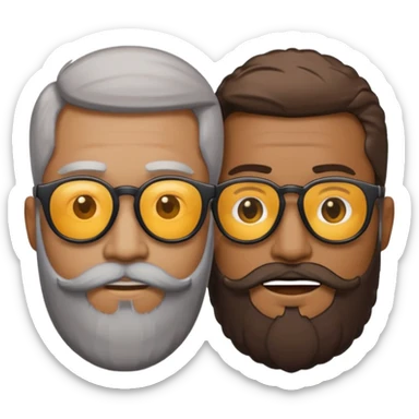 Van u make 2 cool emojis with shades side by side, both have faded hair, one of them should also have faded beard. Beneath the faded beared emoji should have the initials WQ and the other PJ sticker