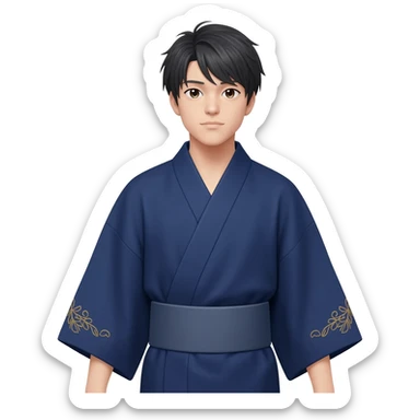 I said yukata (kimono) in Navy rich royal blue shade. No other color added. But in emoji please! sticker