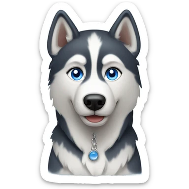 Husky dog, with blue eye sticker