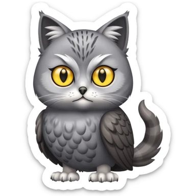 A animal with a Owl body cat head and tail sticker