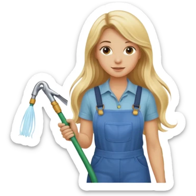 blonde lon hair female gardener hose sticker