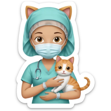 scrub nurse with cats and operation  beds sticker