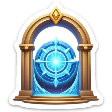 universe gate object icon, gigantic cosmic portal doorway, swirling galaxy energy inside, glowing starry aura, mystical space runes, fantasy sci-fi style, 3D cartoon, mobile game icon style, centered, clean background, no text, no watermark sticker