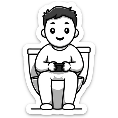 man sitting on toilet sticker
