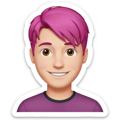 Dark pink hair male side part sticker