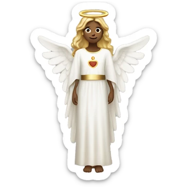 Angel with golden halo, subtle red and green accents sticker