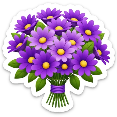 Purple flower bouquet sticker