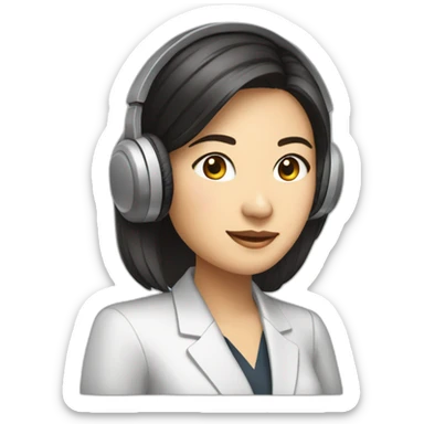 Female wealth management consultant, Asian, wearing headphones, Half-length portrait sticker