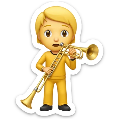 Emoji triste tocando el trombón sticker