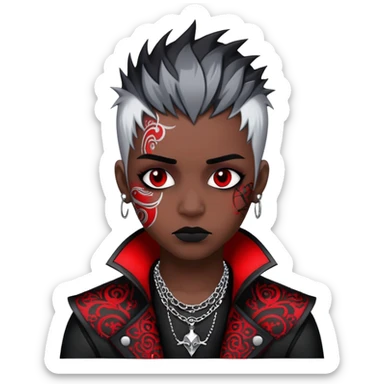 Dark evil Badass emo gothic punky black and silver with intricate red and white patterns  sticker