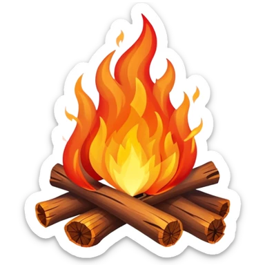 bonfire with wood and flames sticker
