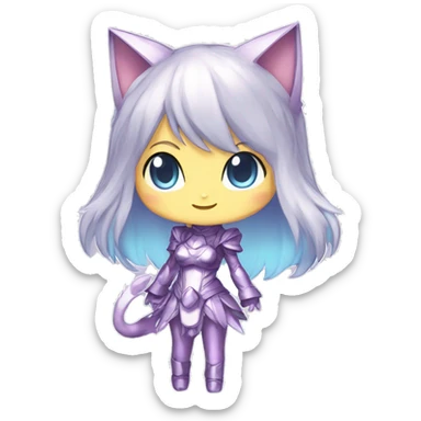 Pastel-Catgirl-Chibi-Sona-Shiny-Fakémon with a mask full body sticker