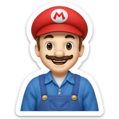 Laughing Mario in a retro gaming style sticker