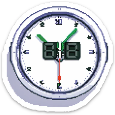 The word 'Acuity' rendered in a digital clock font, but with scrambled, jumbled letters and a background of error pop-ups, representing a scheduling software failure. sticker