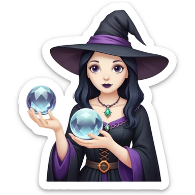 witch with a crystal ball sticker