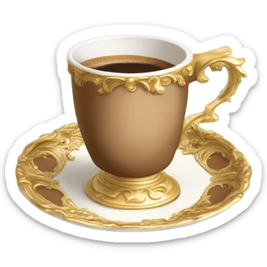Light brown and gold vintage rococo coffee cup  sticker