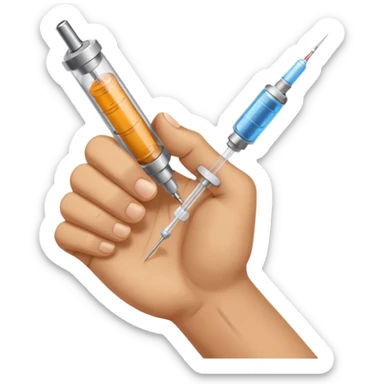 Syringe in closed fist sticker