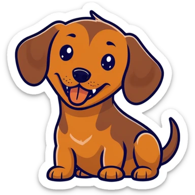 Brown dachshund puppy yawning sticker
