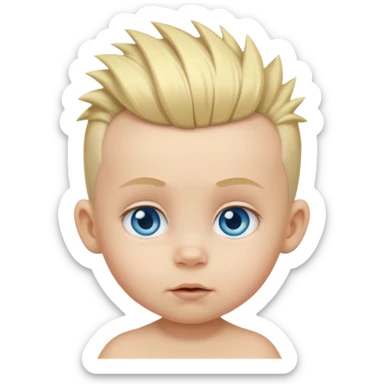 blue eyed blonde baby with mohawk sticker