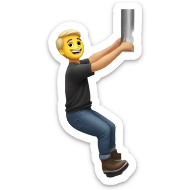 man slide down the pole sticker