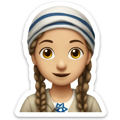 Jewish girl in shtetl with long braid and bandana  sticker