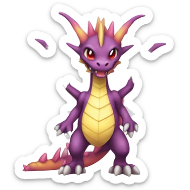 Kawaii Edgy Bright Dragon Pokémon Fakemon full body sticker