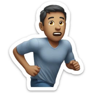 Man running with a fearful face sticker