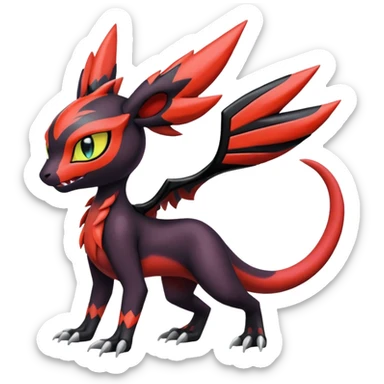 Colorful Cool Badass  Meloetta-Litten-Noivern-Salandit-Guilmon-Darkrai-Pokémon-Fakémon-fusion-hybrid-creature sticker