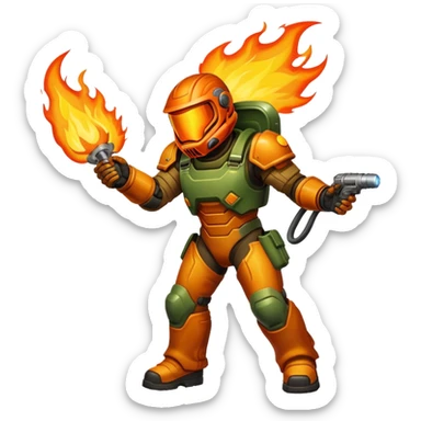 Doom slayer welder on fire sticker