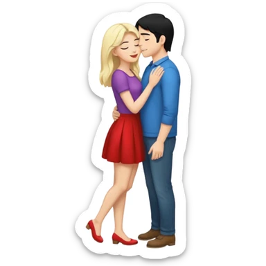 couple kissing black hair man blonde woman full body sticker