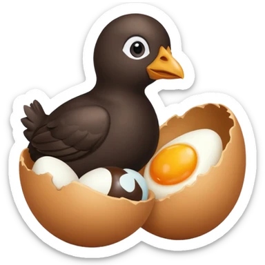 Un poussin noir qui est dans son oeuf sticker