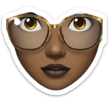 Girl with dark long hair, smokey eye makeup and big square gold glasses  sticker