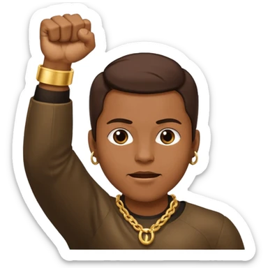 2 fists in the air one below on top like i got like hella money meme sticker