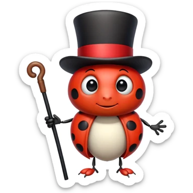 Ladybug with top hat and cane drawing sticker
