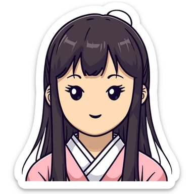 Cute Japanese girl with straight bangs and long straight hair sticker