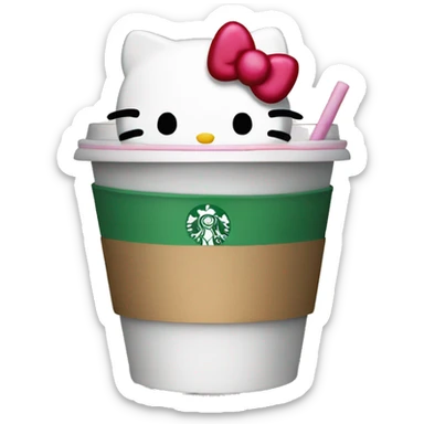 Hello kitty with Starbucks cup sticker