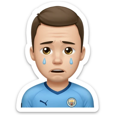 A Manchester city player with a blue jersey that cries sticker