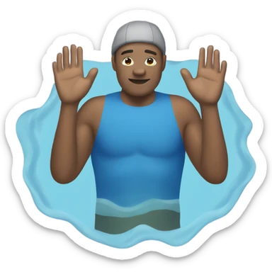 Man swimming in the water with hands sticker