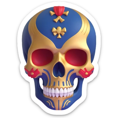 skull decorated in New Orleans Pelicans basketball team colors - navy blue, gold, and red sticker