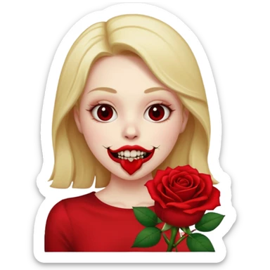 I want this emoji 💀 holding this in its mouth 🥀  sticker