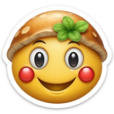 Smiley face with mushrooms for eyes sticker